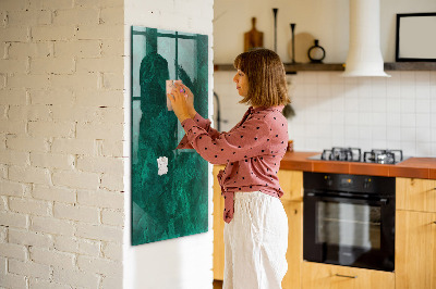 Memobord van glas met print inclusief neodymium magneten Groen bord voor notities en foto's