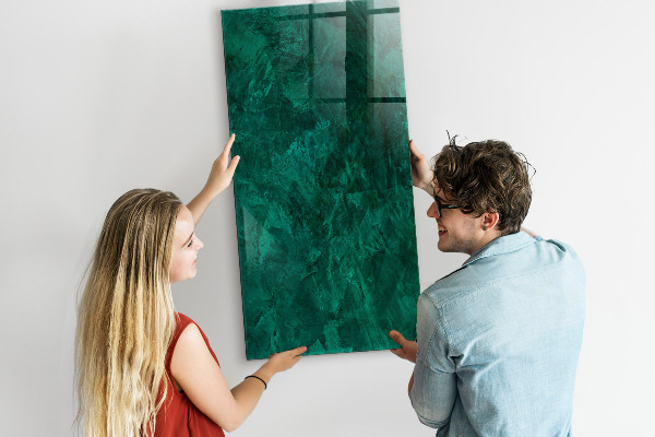 Memobord van glas met print inclusief neodymium magneten Groen bord voor notities en foto's