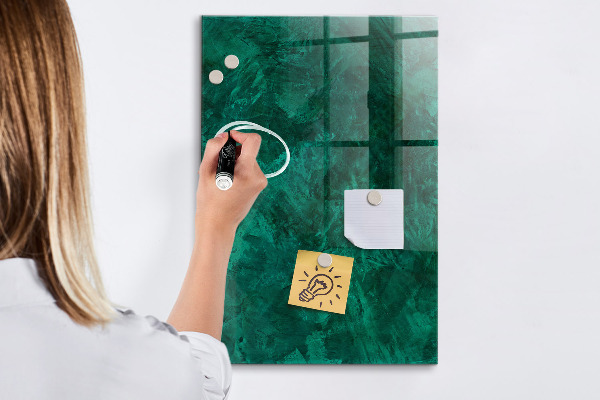 Memobord van glas met print inclusief neodymium magneten Groen bord voor notities en foto's