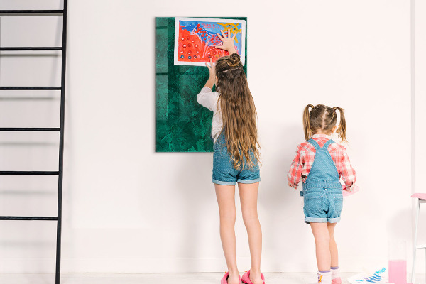 Memobord van glas met print inclusief neodymium magneten Groen bord voor notities en foto's