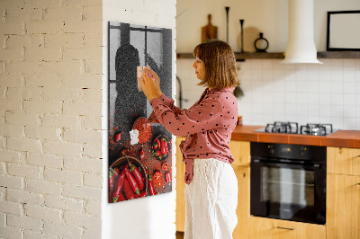 Memobord van glas met print inclusief neodymium magneten Pepper Kitchen Herinneringen