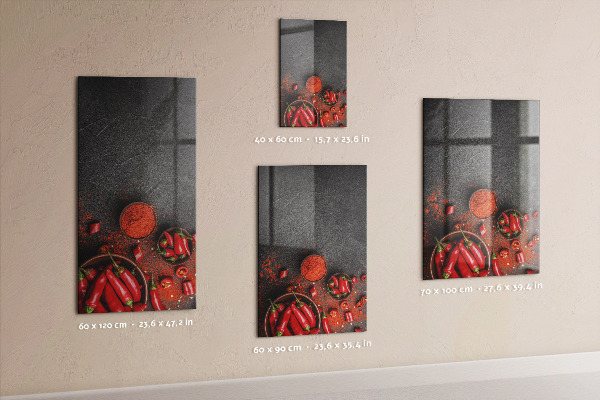 Memobord van glas met print inclusief neodymium magneten Pepper Kitchen Herinneringen
