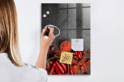 Memobord van glas met print inclusief neodymium magneten Pepper Kitchen Herinneringen