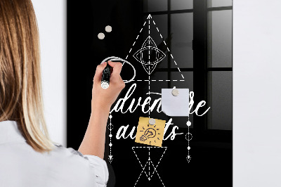 Decoratief glazen wandbord beschrijfbaar en magnetisch Avontuur in foto's en herinneringen