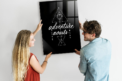 Decoratief glazen wandbord beschrijfbaar en magnetisch Avontuur in foto's en herinneringen