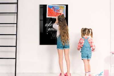 Decoratief glazen wandbord beschrijfbaar en magnetisch Avontuur in foto's en herinneringen