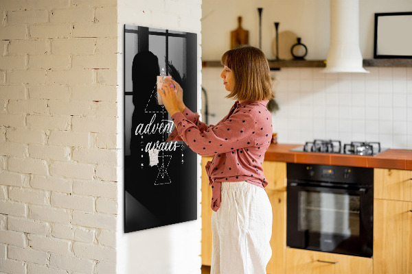 Decoratief glazen wandbord beschrijfbaar en magnetisch Avontuur in foto's en herinneringen