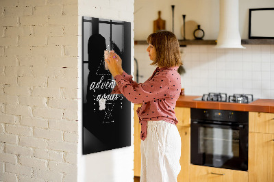 Decoratief glazen wandbord beschrijfbaar en magnetisch Avontuur in foto's en herinneringen
