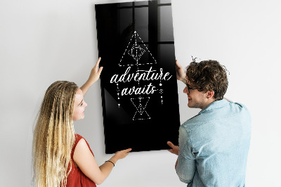 Decoratief glazen wandbord beschrijfbaar en magnetisch Avontuur in foto's en herinneringen