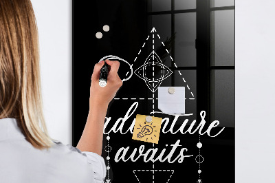Decoratief glazen wandbord beschrijfbaar en magnetisch Avontuur in foto's en herinneringen