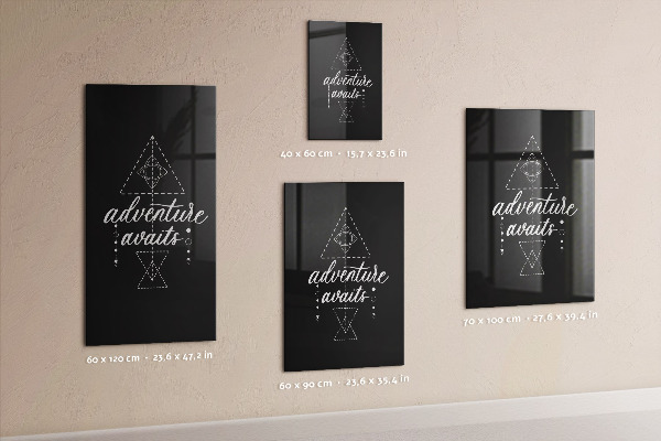 Decoratief glazen wandbord beschrijfbaar en magnetisch Avontuur in foto's en herinneringen