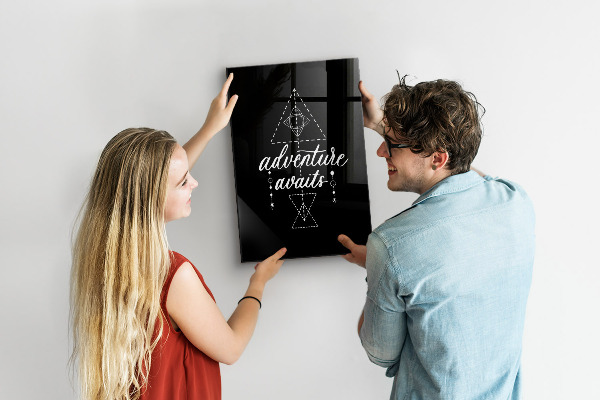 Decoratief glazen wandbord beschrijfbaar en magnetisch Avontuur in foto's en herinneringen