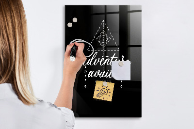 Decoratief glazen wandbord beschrijfbaar en magnetisch Avontuur in foto's en herinneringen