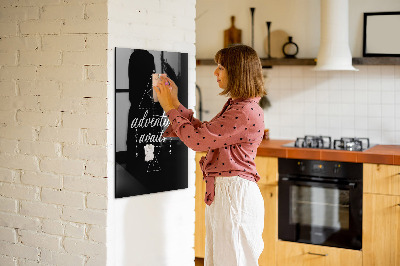 Decoratief glazen wandbord beschrijfbaar en magnetisch Avontuur in foto's en herinneringen