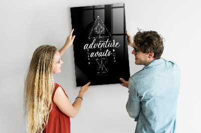 Decoratief glazen wandbord beschrijfbaar en magnetisch Avontuur in foto's en herinneringen