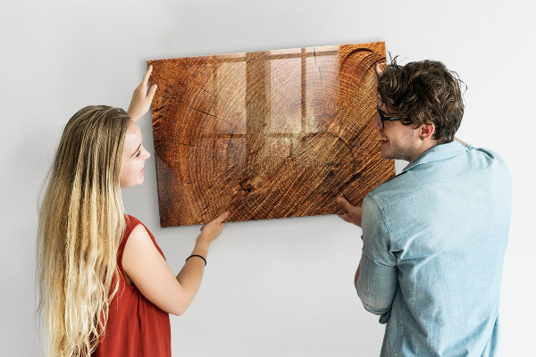 Decoratief glazen wandbord beschrijfbaar en magnetisch Memobord in rustieke stijl