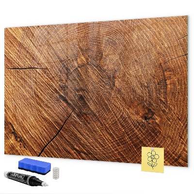 Memobord van glas met print inclusief neodymium magneten Foto-organizer op een houten plank