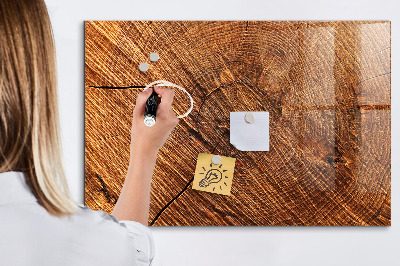 Memobord van glas met print inclusief neodymium magneten Foto-organizer op een houten plank