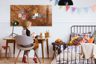 Memobord van glas met print inclusief neodymium magneten Foto-organizer op een houten plank