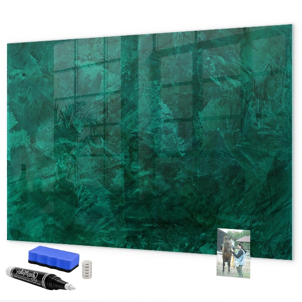 Memobord van glas met print inclusief neodymium magneten Groen bord voor notities en foto's