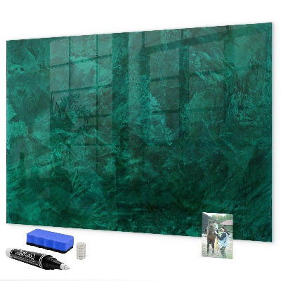 Memobord van glas met print inclusief neodymium magneten Groen bord voor notities en foto's