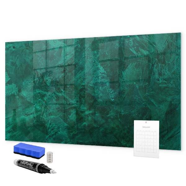 Memobord van glas met print inclusief neodymium magneten Groen bord voor notities en foto's