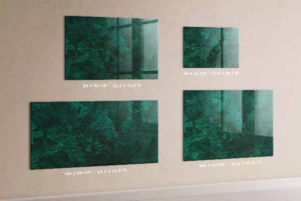 Memobord van glas met print inclusief neodymium magneten Groen bord voor notities en foto's