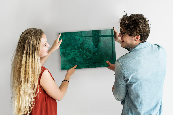 Memobord van glas met print inclusief neodymium magneten Groen bord voor notities en foto's