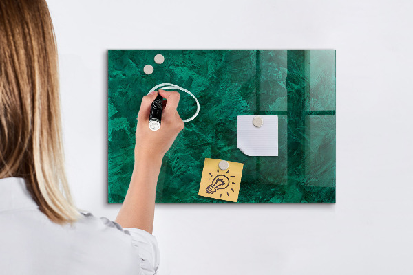 Memobord van glas met print inclusief neodymium magneten Groen bord voor notities en foto's