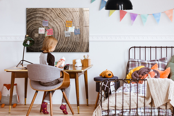 Decoratief glazen wandbord beschrijfbaar en magnetisch Memobord met magneten en foto's