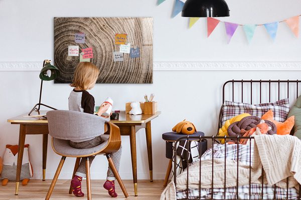 Decoratief glazen wandbord beschrijfbaar en magnetisch Memobord met magneten en foto's