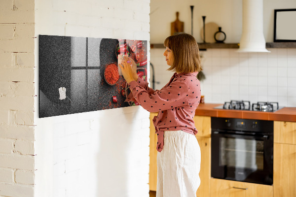Memobord van glas met print inclusief neodymium magneten Gezellige herinneringen aan de keuken en de natuur