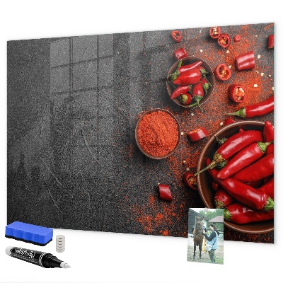 Memobord van glas met print inclusief neodymium magneten Gezellige herinneringen aan de keuken en de natuur