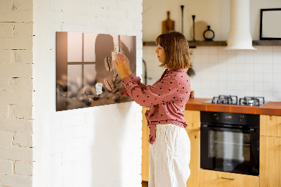 Memobord van glas met print inclusief neodymium magneten Een creatieve ruimte voor notities en foto's