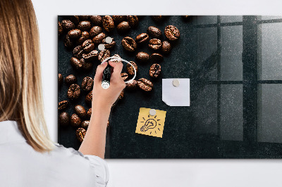 Decoratief glazen wandbord beschrijfbaar en magnetisch Koffie en herinneringen op één plek.