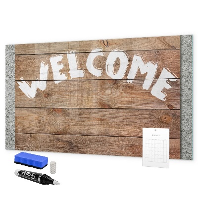 Decoratief glazen wandbord beschrijfbaar en magnetisch Welkomstbord met ruimte voor foto's
