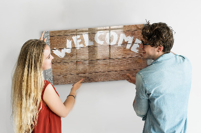 Decoratief glazen wandbord beschrijfbaar en magnetisch Welkomstbord met ruimte voor foto's