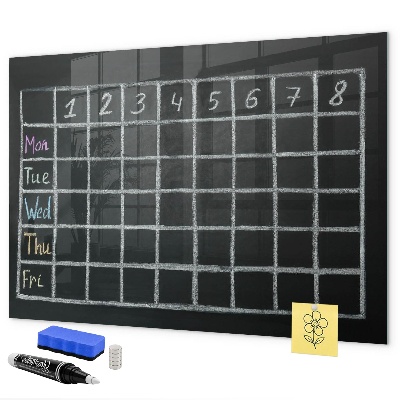 Memobord van glas met print inclusief neodymium magneten Planning- en notitiebord