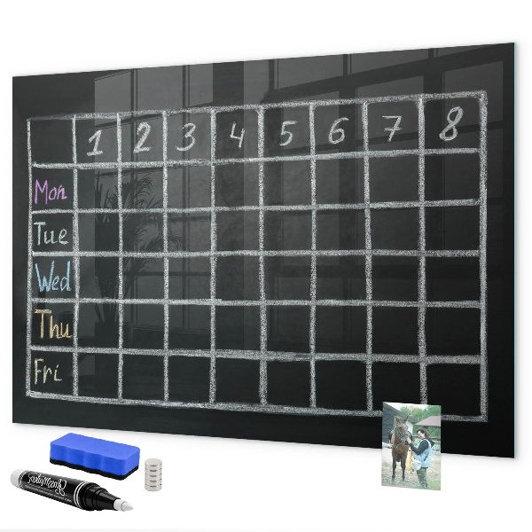 Memobord van glas met print inclusief neodymium magneten Planning- en notitiebord