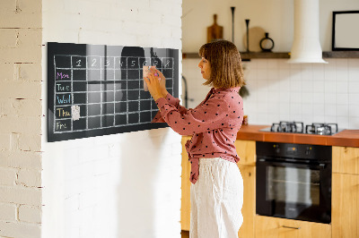 Memobord van glas met print inclusief neodymium magneten Planning- en notitiebord