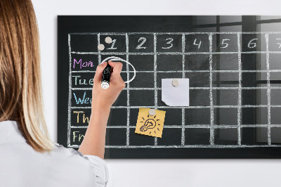 Memobord van glas met print inclusief neodymium magneten Planning- en notitiebord