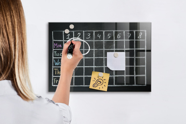 Memobord van glas met print inclusief neodymium magneten Planning- en notitiebord