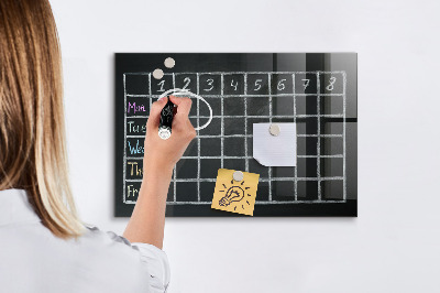 Memobord van glas met print inclusief neodymium magneten Planning- en notitiebord