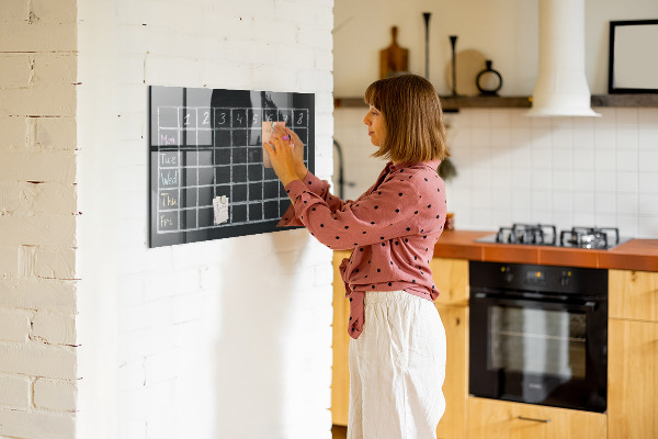 Memobord van glas met print inclusief neodymium magneten Planning- en notitiebord
