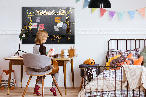Decoratief glazen wandbord beschrijfbaar en magnetisch Creatief fotopresentatiebord