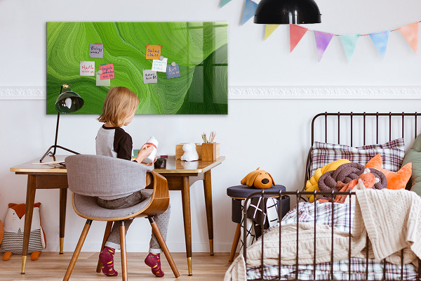 Memobord van glas met print inclusief neodymium magneten Groen fotoprikbord