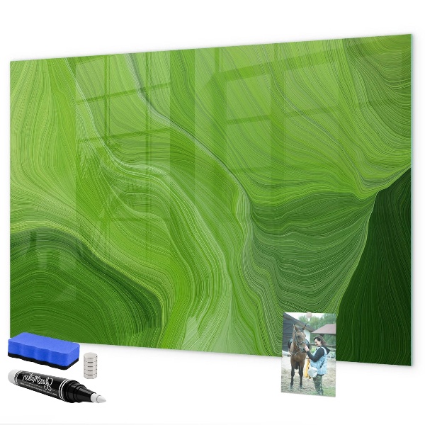 Memobord van glas met print inclusief neodymium magneten Groen fotoprikbord