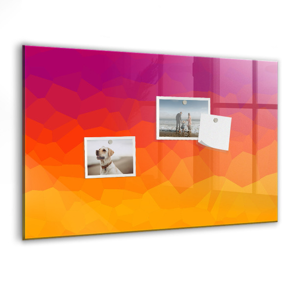 Decoratief glazen wandbord beschrijfbaar en magnetisch Een kleurrijk prikbord voor notities en foto's