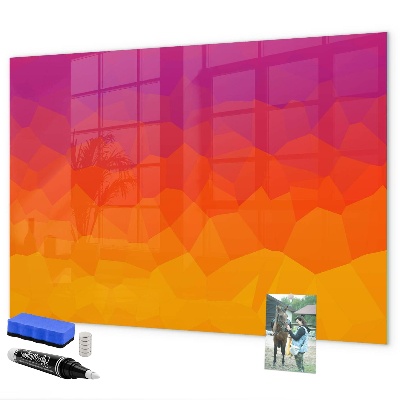 Decoratief glazen wandbord beschrijfbaar en magnetisch Een kleurrijk prikbord voor notities en foto's