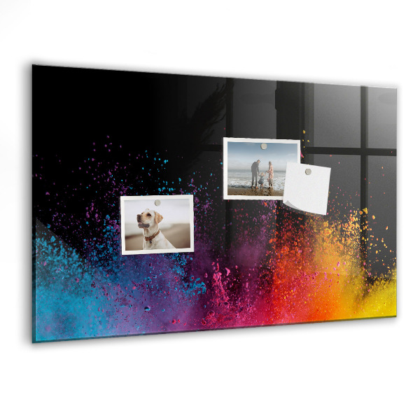 Decoratief glazen wandbord beschrijfbaar en magnetisch Kleurrijke poster voor notities en foto's